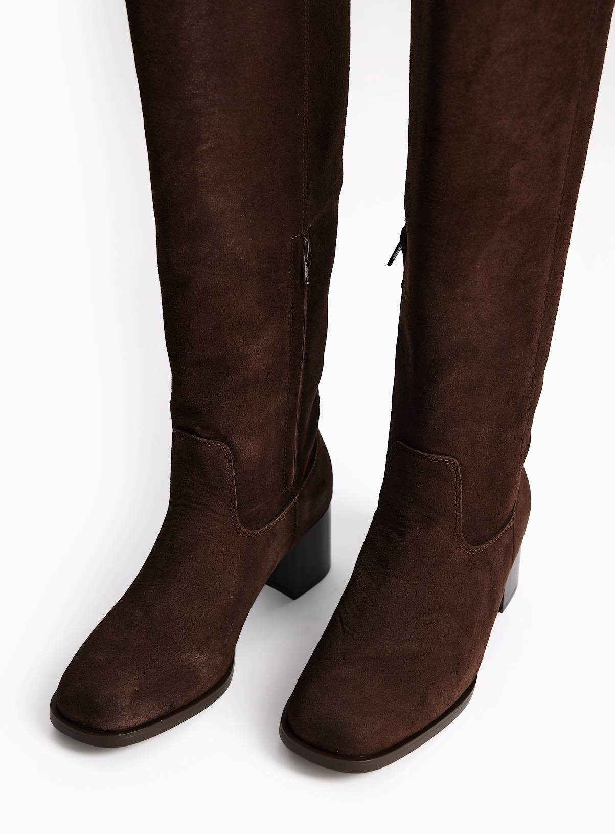 Brown Faux Suede Knee High Boots 4 - Image 3